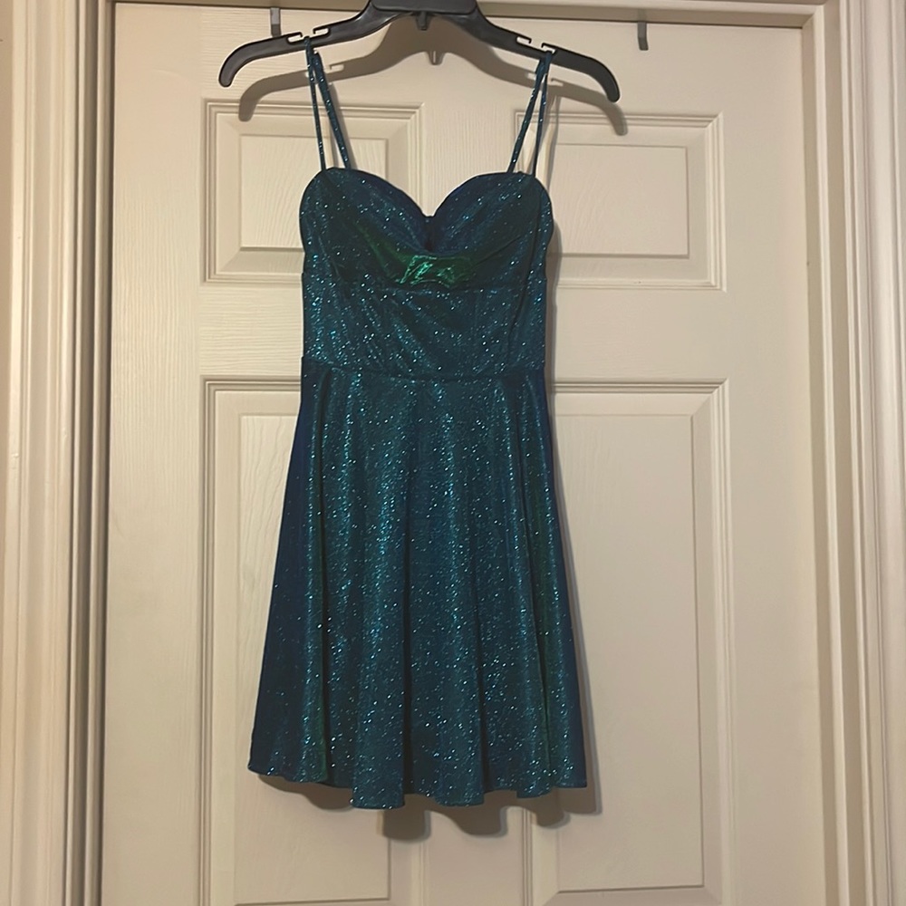 Beautiful teal shimmer party dress